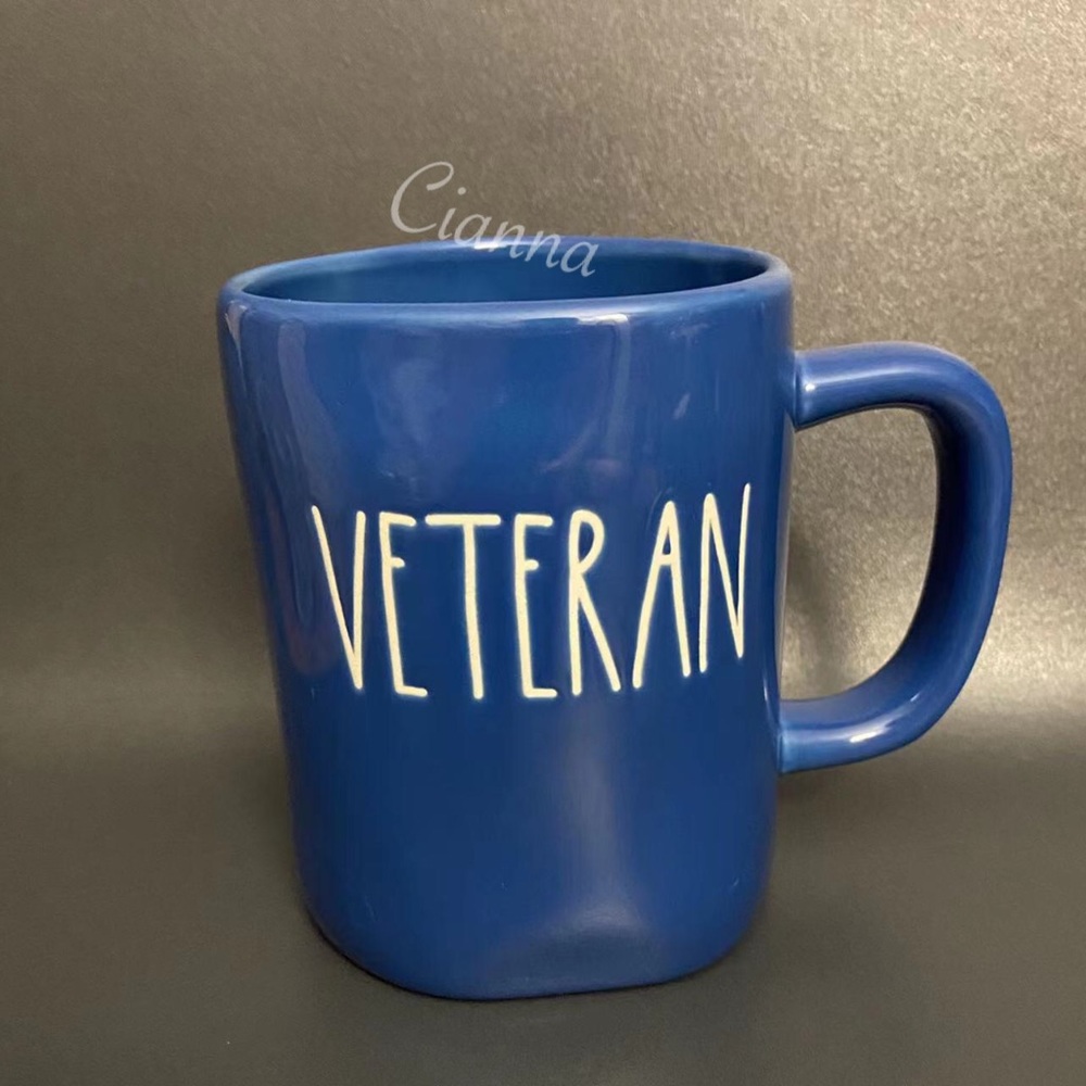 Rae Dunn Blue Veteran Mug